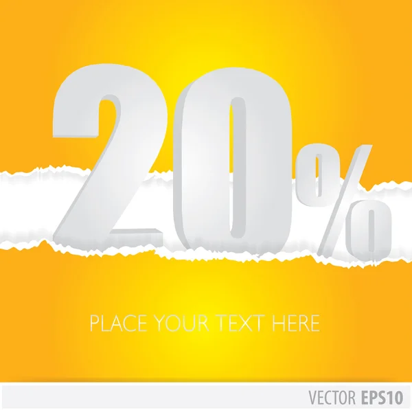 Yellow background and with a discount of 20 percent — Stock Vector