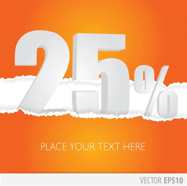 Orange background and with a discount of 25 percent — Stock Vector