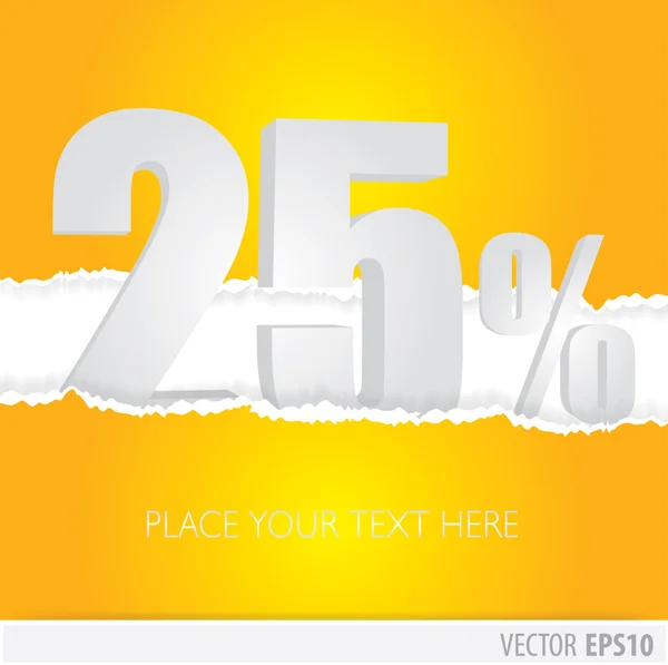 Yellow background and with a discount of 25 percent — Stock Vector