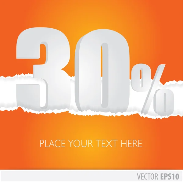 Orange background and with a discount of 30 percent — Stock Vector