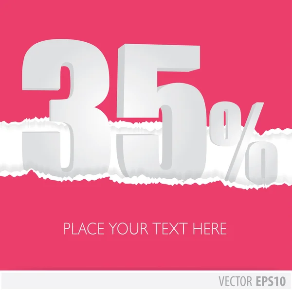 Pink background and with a discount of 35 percent — Stock Vector