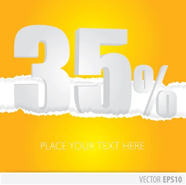 Yellow background and with a discount of 35 percent — Stock Vector