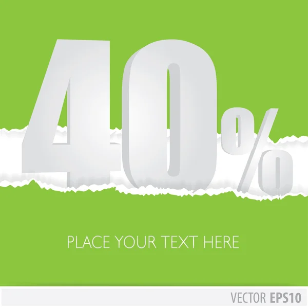 Fondo verde y con un descuento del 40 por ciento — Vector de stock