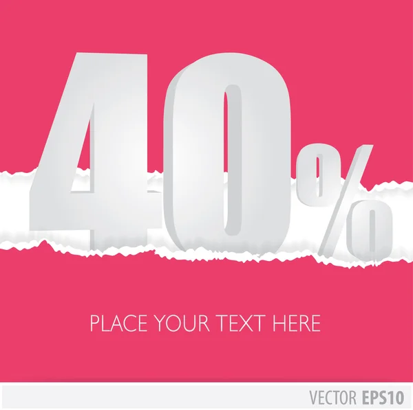 Pink background and with a discount of 40 percent — Stock Vector