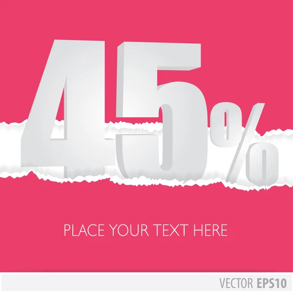 Pink background and with a discount of 45 percent — Stock Vector