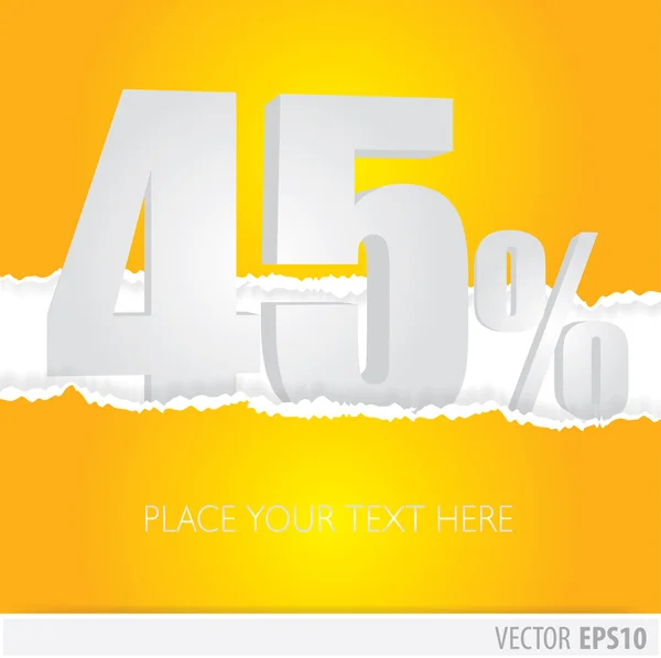 Fond jaune et avec un rabais de 45 pour cent — Image vectorielle