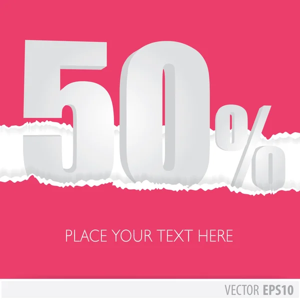 Pink background and with a discount of 50 percent — Stock Vector