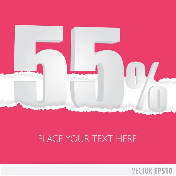 Pink background and with a discount of 55 percent — Stock Vector