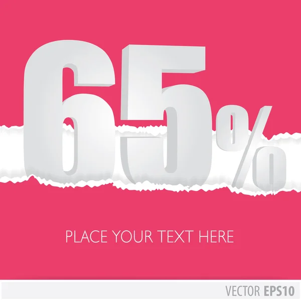 Pink background and with a discount of 65 percent — Stock Vector