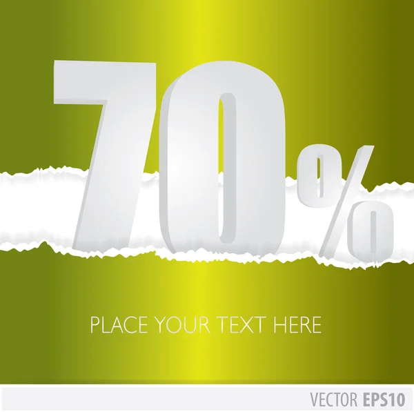 Green background and with a discount of 70 percent — Stock Vector