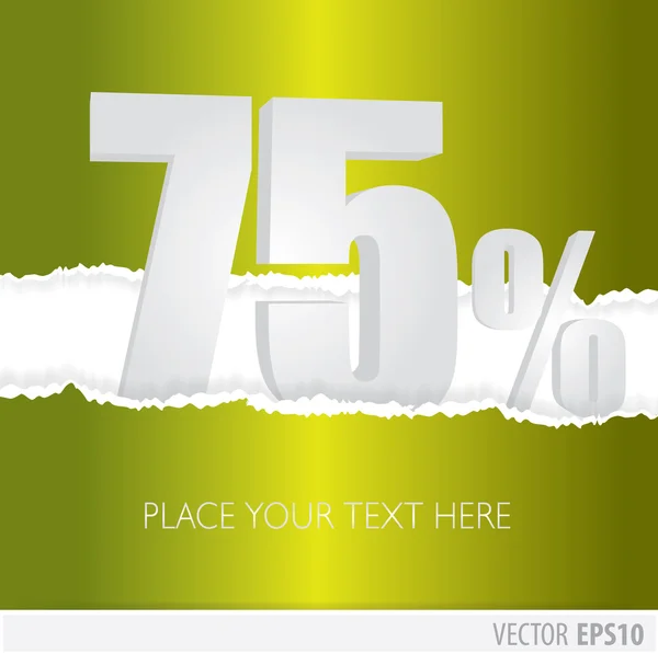 Fondo verde y con un descuento del 75 por ciento — Vector de stock