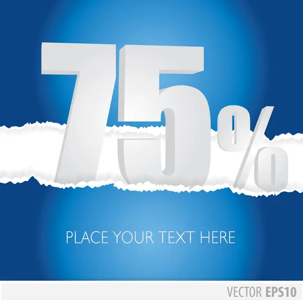 Blue background and with a discount of 75 percent — Stock Vector