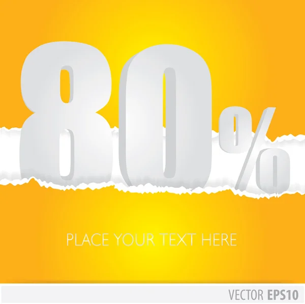 Yellow background and with a discount of 80 percent — Stock Vector
