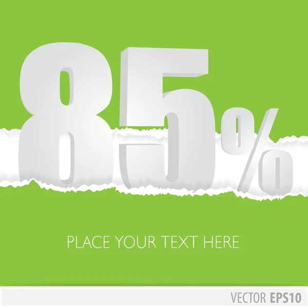 Fondo verde y con un descuento del 85 por ciento — Vector de stock