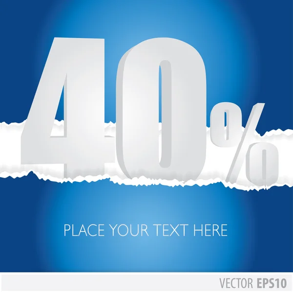 Blue background and with a discount of 40 percent — Stock Vector