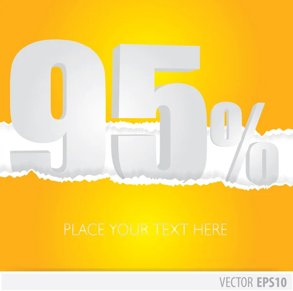 Yellow background and with a discount of 95 percent — Stock Vector