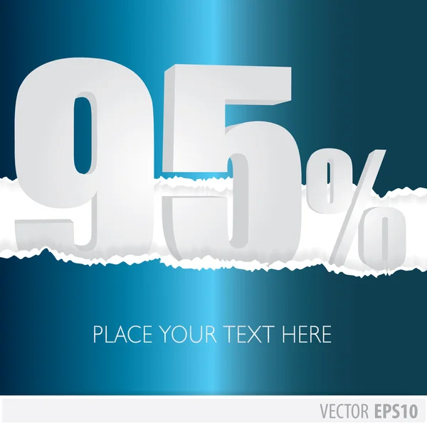 Blue background and with a discount of 95 percent — Stock Vector