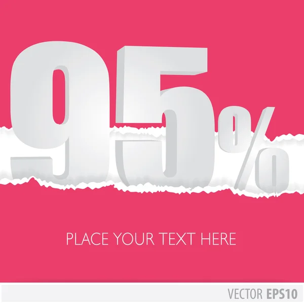 Pink background and with a discount of 95 percent — Stock Vector