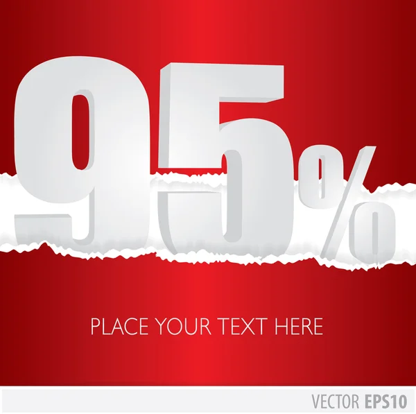 Red background and with a discount of 95 percent — Stock Vector