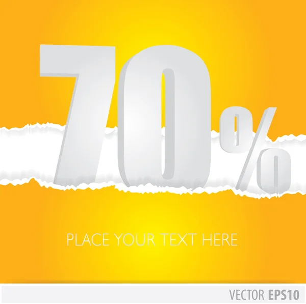 Fondo amarillo y con un descuento del 70 por ciento — Vector de stock