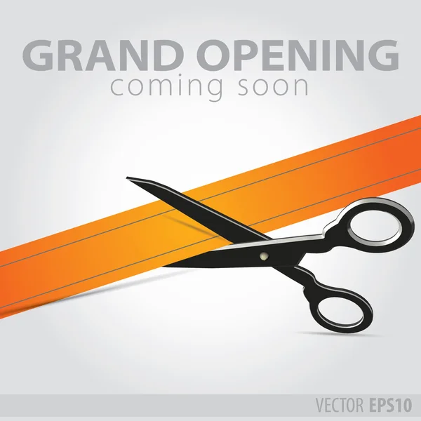 Shop grand opening - cutting orange ribbon — Stock Vector