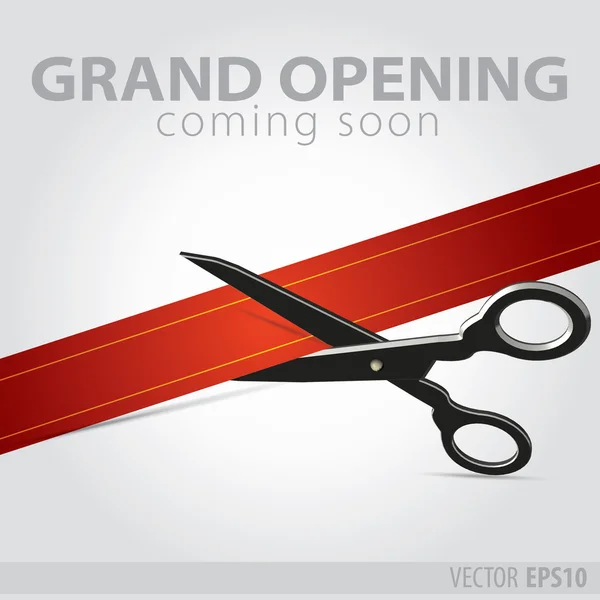 Shop grand opening - cutting red ribbon — Stock Vector