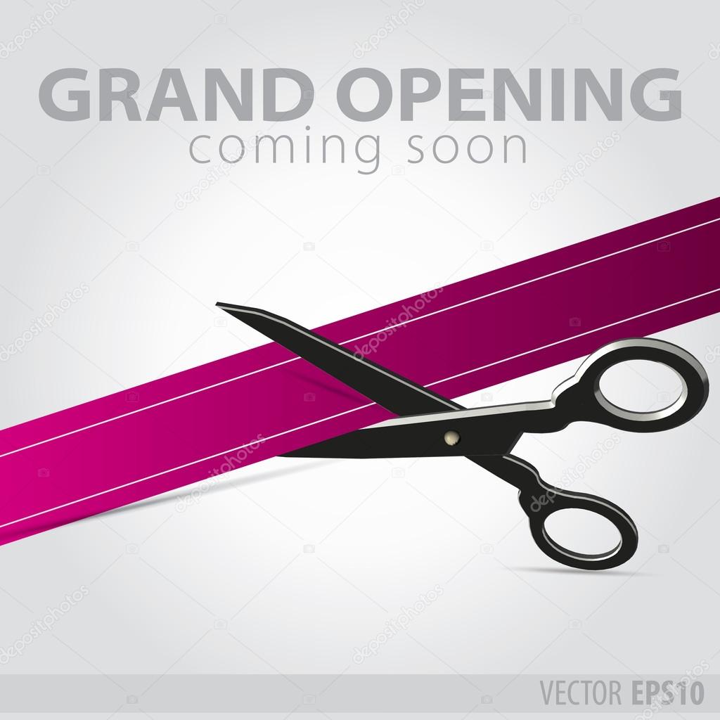 Shop grand opening - cutting purple ribbon