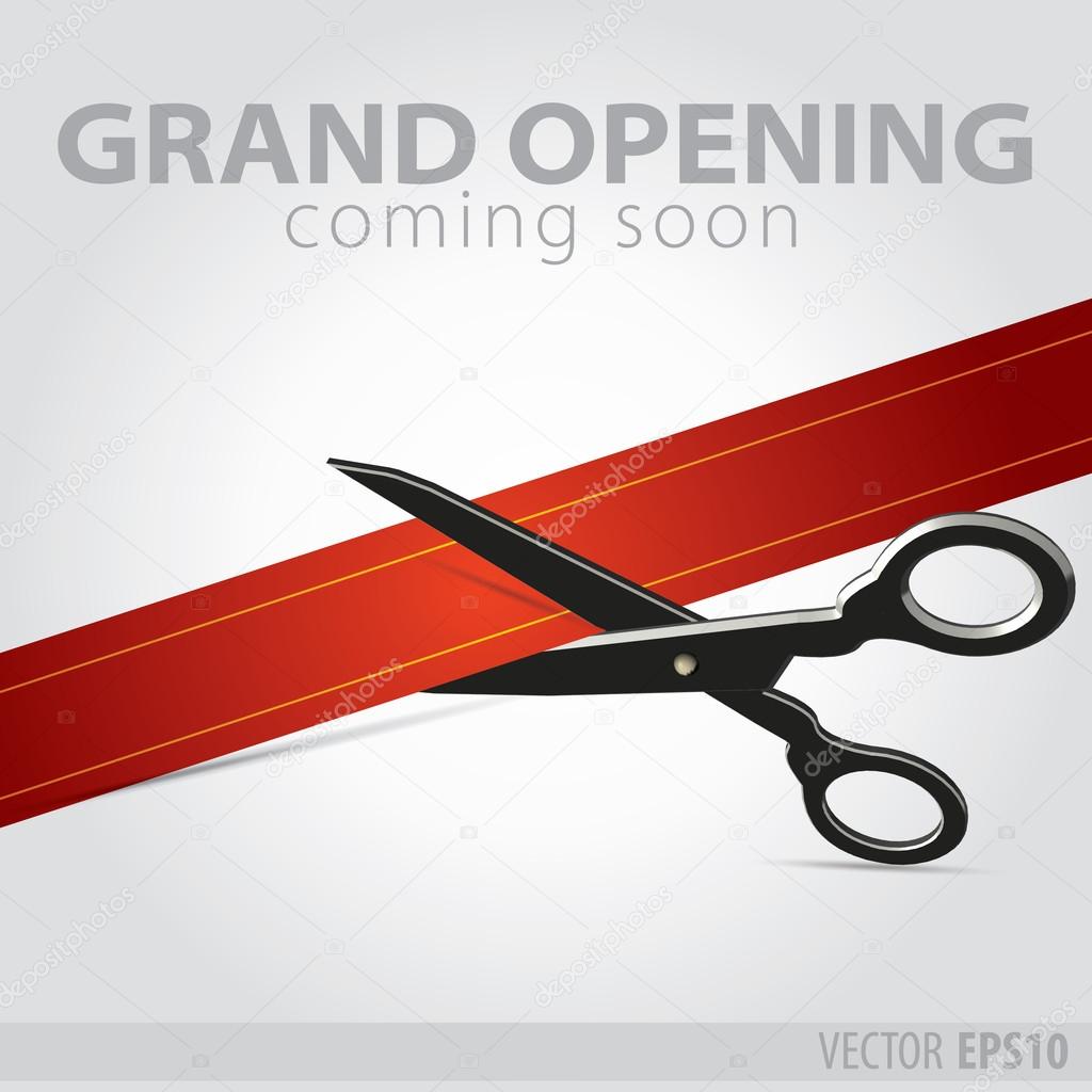 Shop grand opening - cutting red ribbon