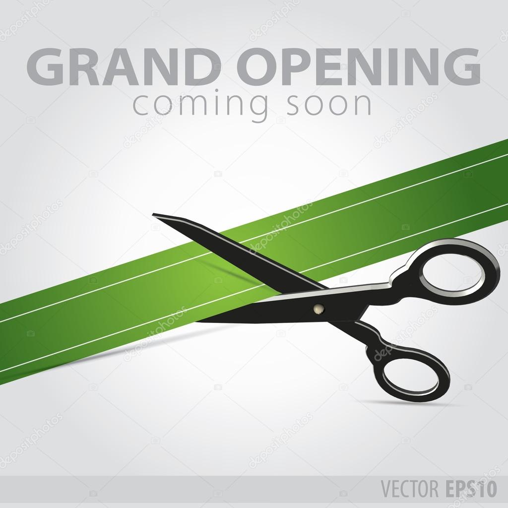 Shop grand opening - cutting green ribbon