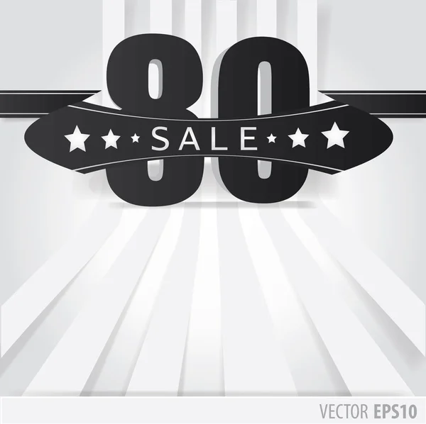 Black background and with a discount of 80 percent. — Stock Vector