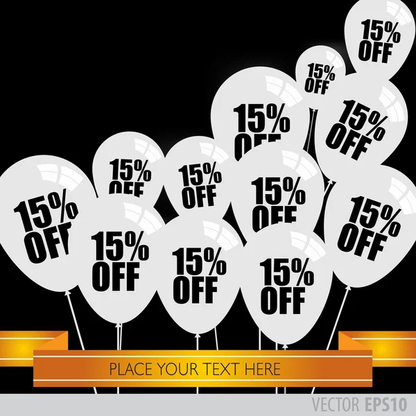 White balloons With Sale Discounts 15 percent. — Stock Vector