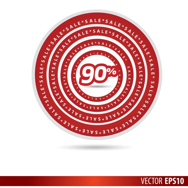 Etiquetas de venta grande con venta 90 por ciento de texto en etiquetas de círculo — Vector de stock