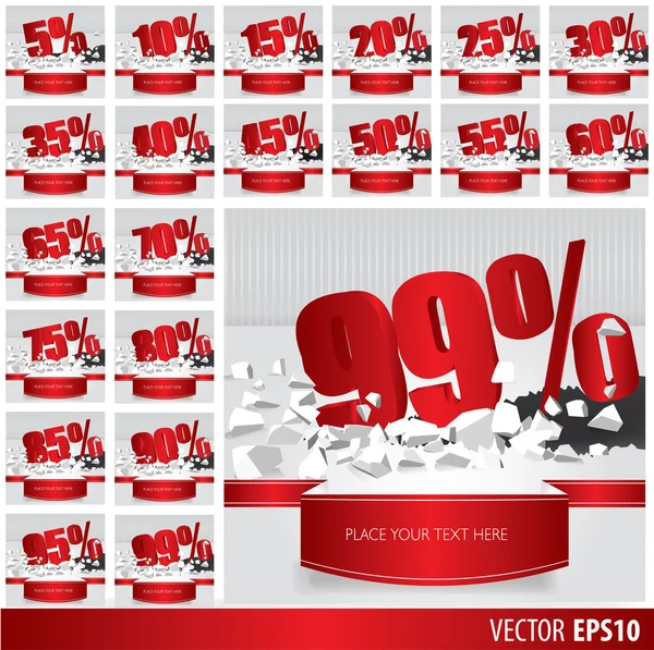 Red collection discount — Stok Vektör