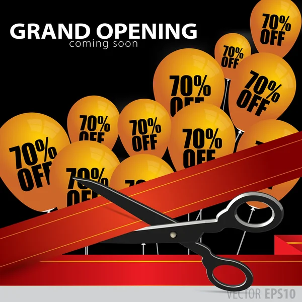 Grande apertura negozio - taglio nastro rosso . Illustrazione Stock