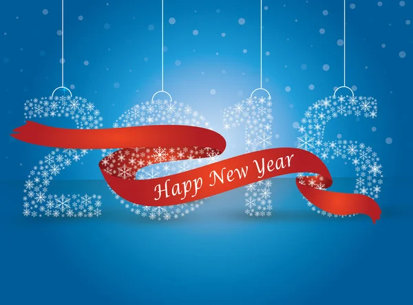Feliz ano novo 2016, o número feito com flocos embrulhados em vermelho — Vetor de Stock
