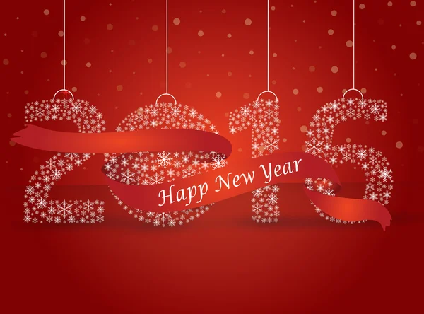 Happy new year 2016, the number made with flakes wrapped in red — Stockvector