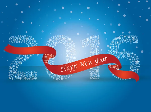Happy new year 2016, the number made with flakes wrapped in red — Stockvector