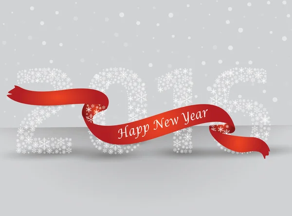 Happy new year 2016, the number made with flakes wrapped in red — Stockvector