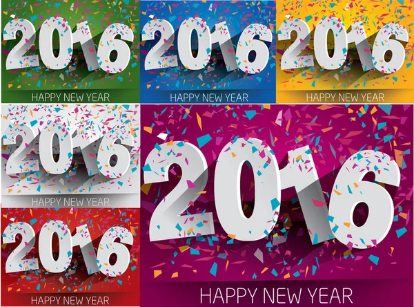 Collection Happy 2016 new year with falling confetti . Vector pa Rechtenvrije Stockvectors