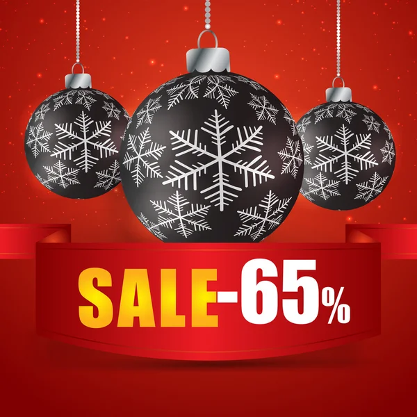 Winter sale 65 percent. Winter sale with red background. Sale. W — Stock Vector