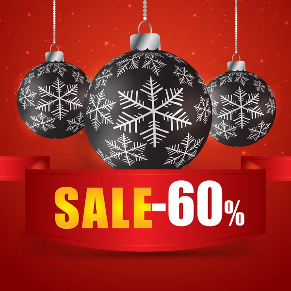 Winter sale 60 percent. Winter sale with red background. Sale. W — Stock Vector