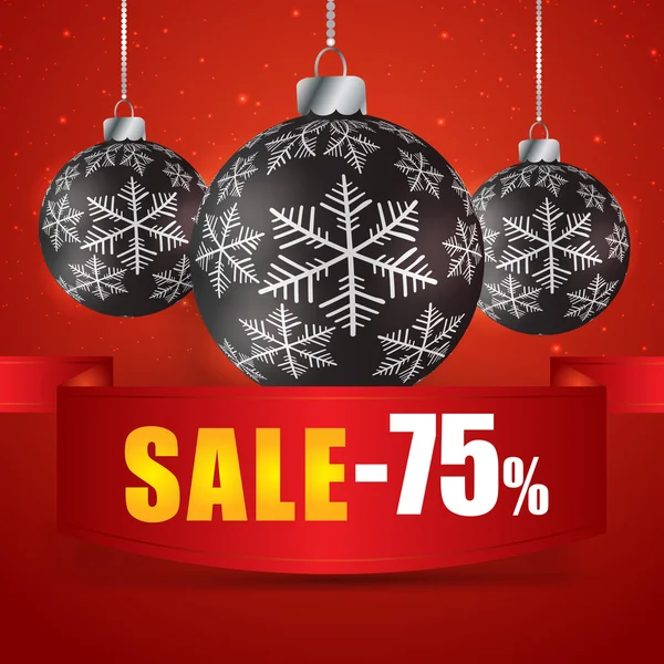 Winter sale 75 percent. Winter sale with red background. Sale. W — Stock Vector