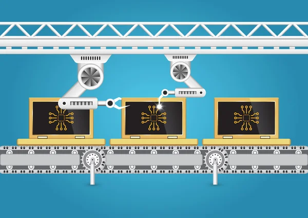 Ligne de production ordinateur portable — Image vectorielle