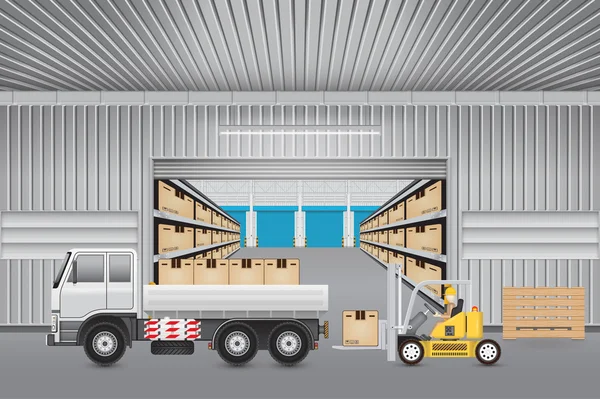Warehouse and transportation — Stock Vector