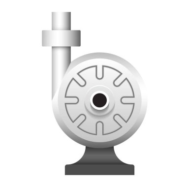 Merkezkaç pompası vektör ikonu. Elektrikli motor ya da motorla çalışıyor. Endüstride kontrol veya dağıtım sıvısı, su tedarik altyapısı, atık su arıtma, soğutma, tesisat ve sulama için.