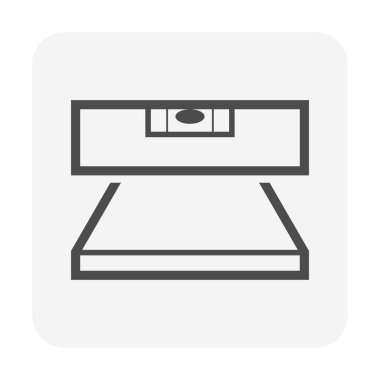 Döşeme inşaatı ya da yenileme vektör simgesi. Ev inşaatı için kurulacak, yerleştirilecek ve ölçülecek ruh seviyesi araçlarını içerir. Banyo, duş odası işçi, işçi ya da inşaatçı tarafından