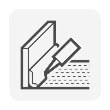 Sealants in construction work vector icon. That substance used to caulking and prevent fluids through the joints, opening or gap between skirting board or baseboard ,floor finish material and wall.