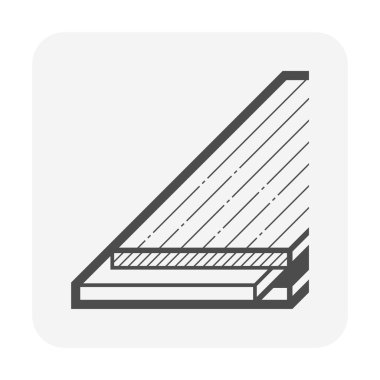 Engineered wood flooring vector icon. That is a floor finishing material for home interior decorative. Consist of hardwood layer  bonded over plywood. Include tongue and groove for joining with other.