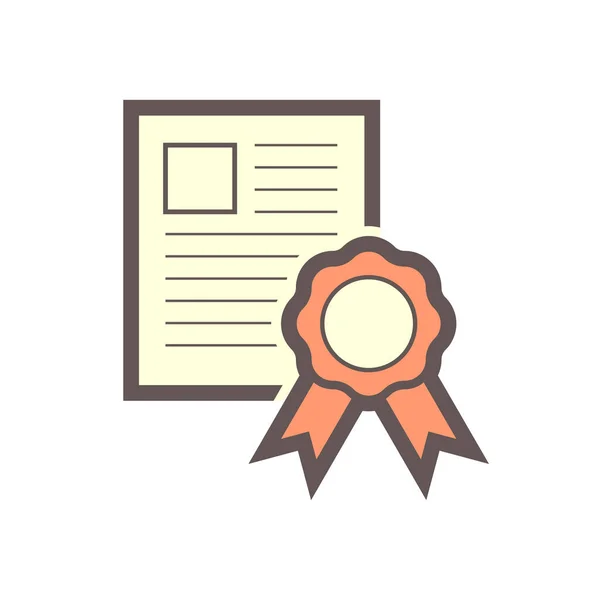 Certificado Icono Vector Certificación Profesional Consistir Medalla Papel Documento Garantizar — Archivo Imágenes Vectoriales