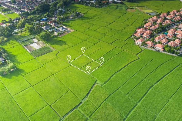 Terreno Vista Aérea Identifique Símbolo Registro Área Vazia Mapa Essa — Fotografia de Stock